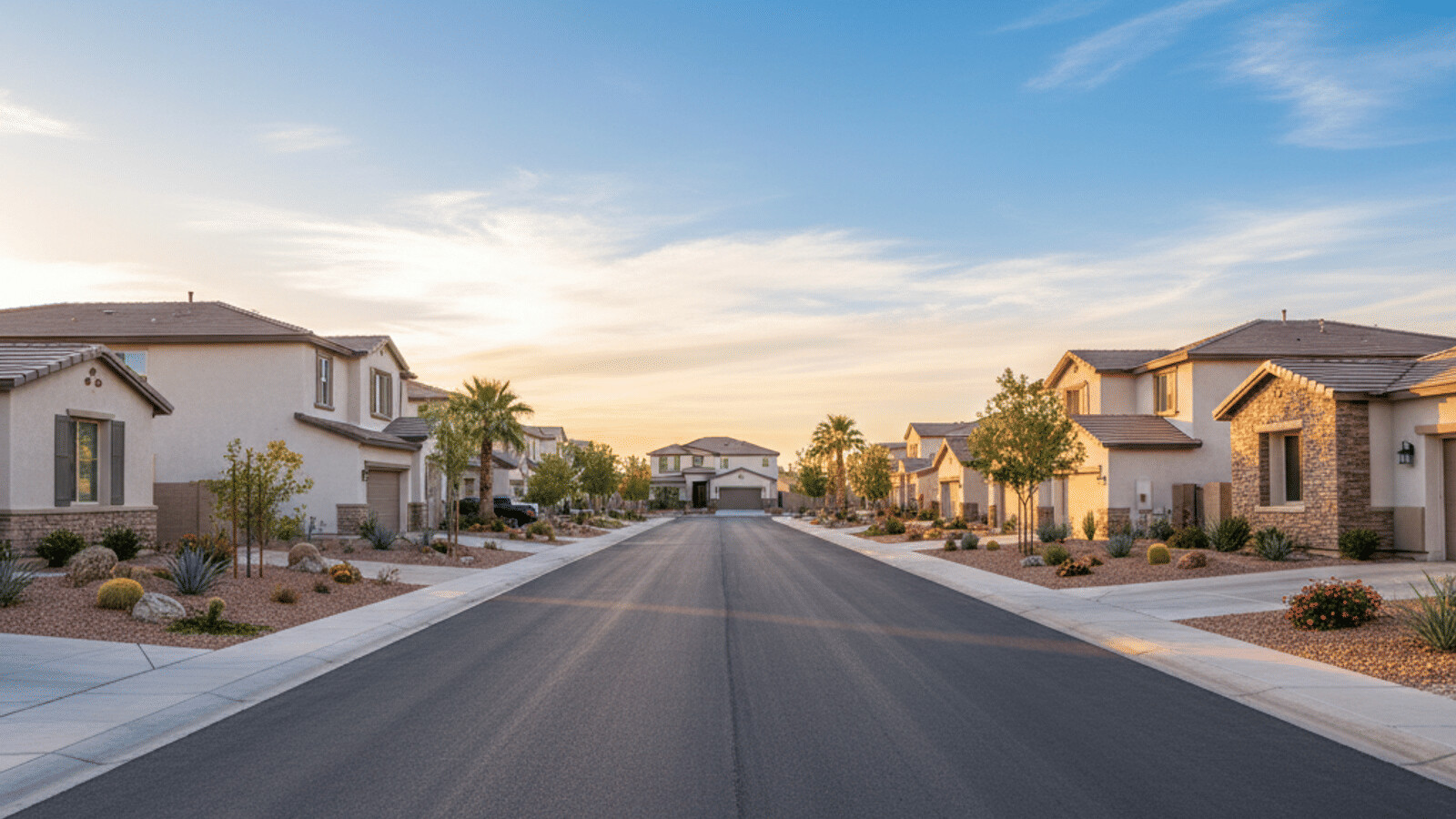 Established Las Vegas valley neighborhood with mature landscaping and single-story homes on larger lots